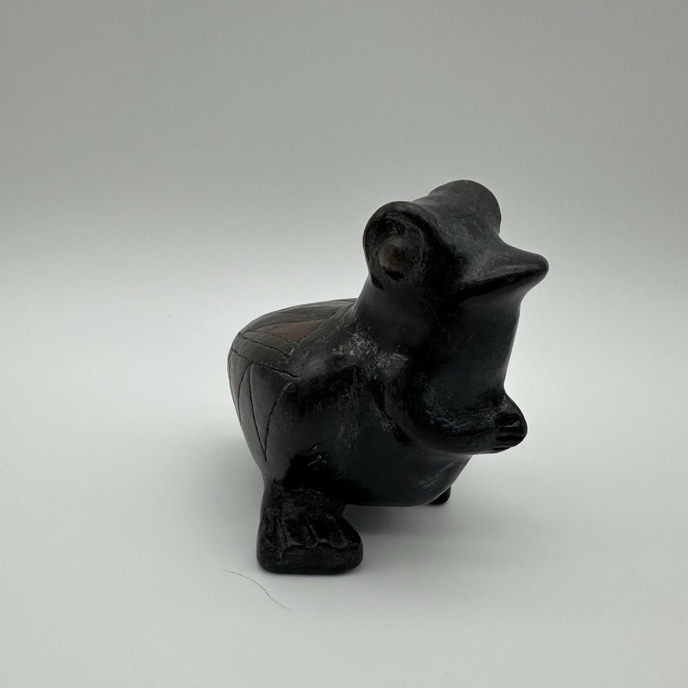 Vintage Black Ceramic‎ Frog Figurine – Handcrafted Pottery Toad Sculpture 4.5"